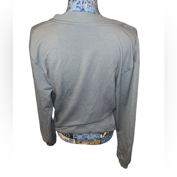 French Terry Wrap Top In Green Sage Long Sleeve - Picture 5 of 8